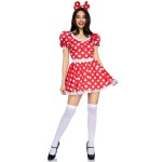 LEG AVENUE - ROBE Ã POIS + BANDEAU ROUGE/BLANC S